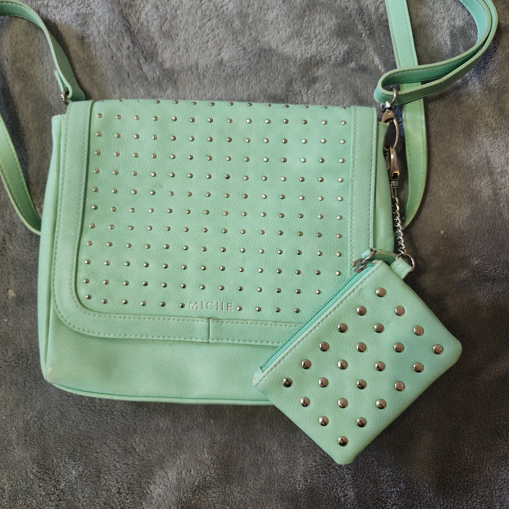 Miche Mint Green Studded Crossbody with Coin Pouch